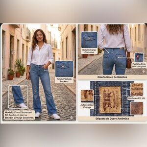 Rare Vintage Levi’s Flap Pocket Flare Jeans - Y2K Style - Size 4 Medium P34